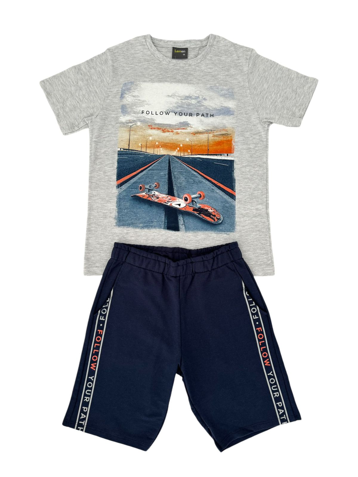 CONJUNTO INFANTIL MASCULINO LEMON SKATE 10 ANOS CINZA - 81739