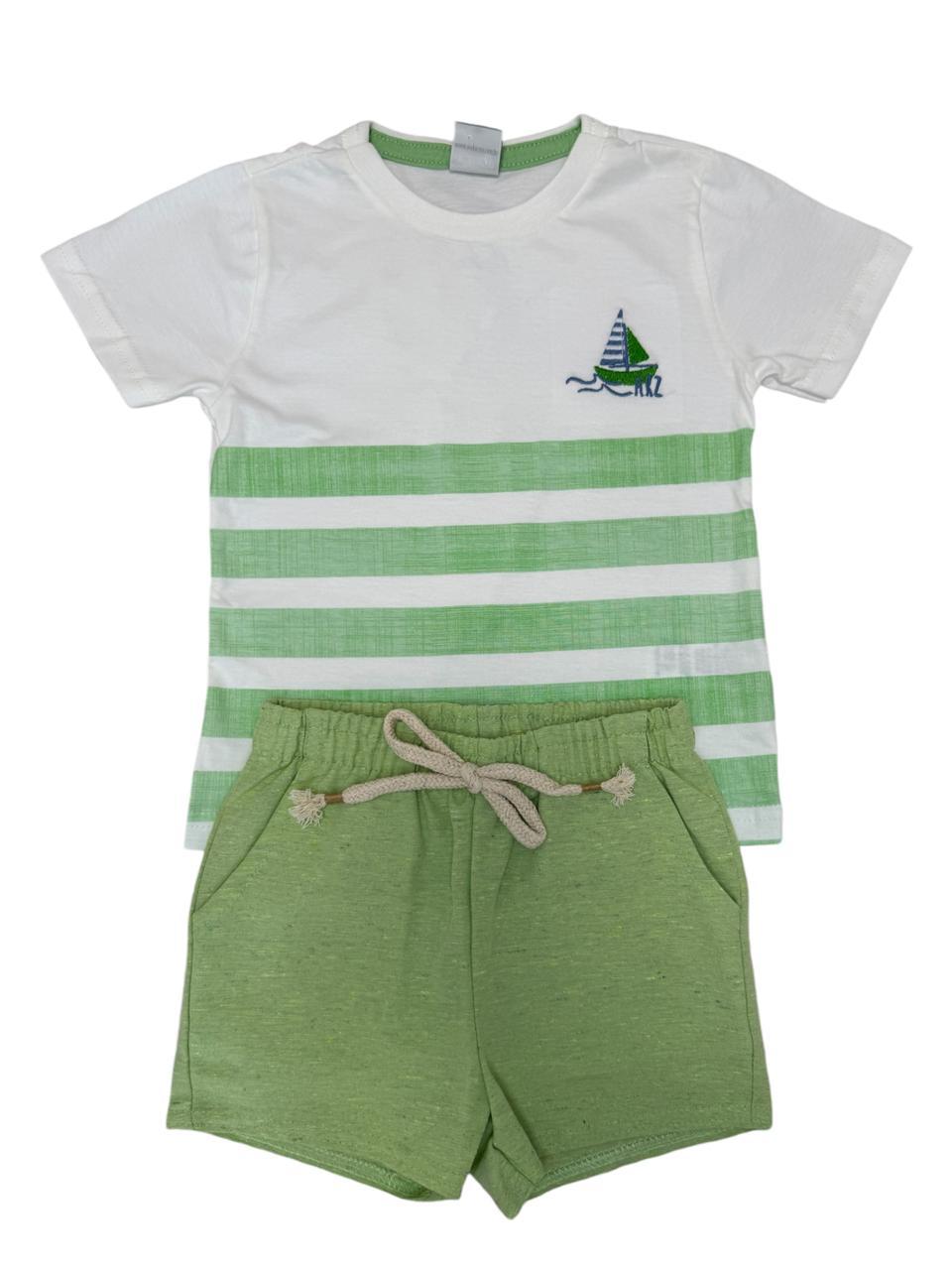 CONJUNTO INFANTIL MASCULINO LISTRAS ALAKAZOO 1 A 3 ANOS VERDE - 39983