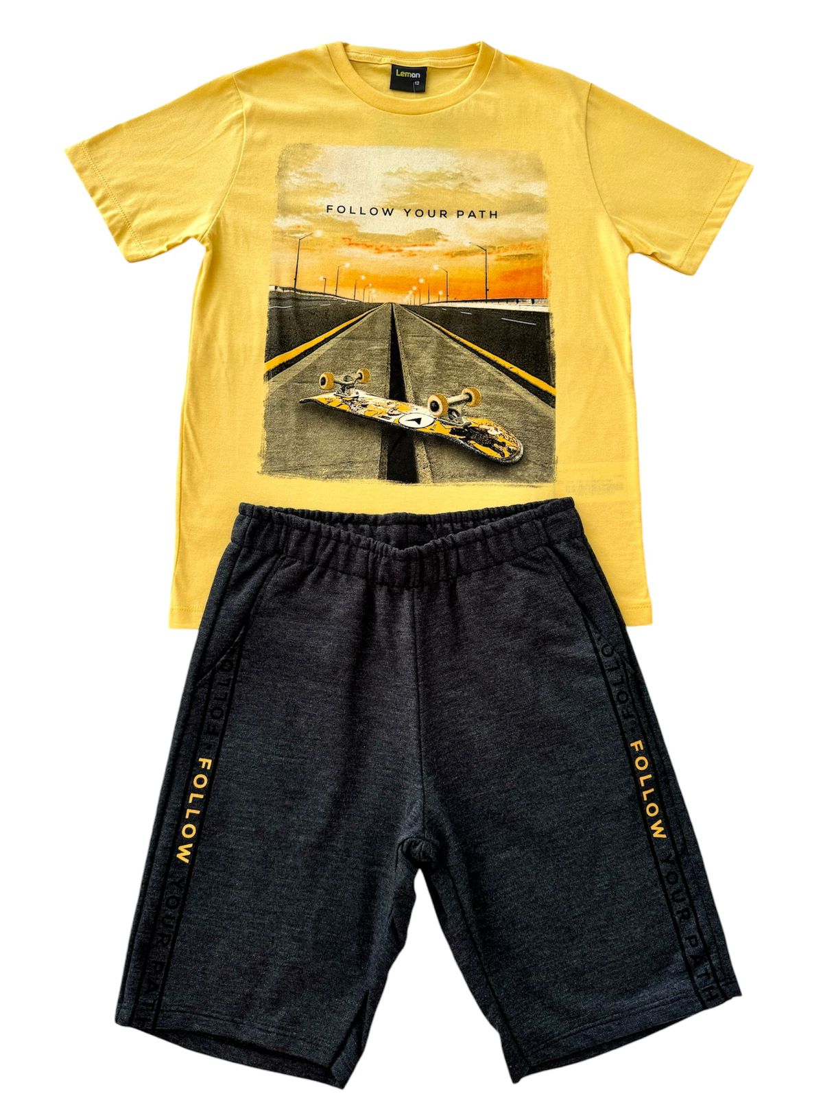 CONJUNTO INFANTIL MASCULINO LEMON SKATE 12 ANOS AMARELO - 81739