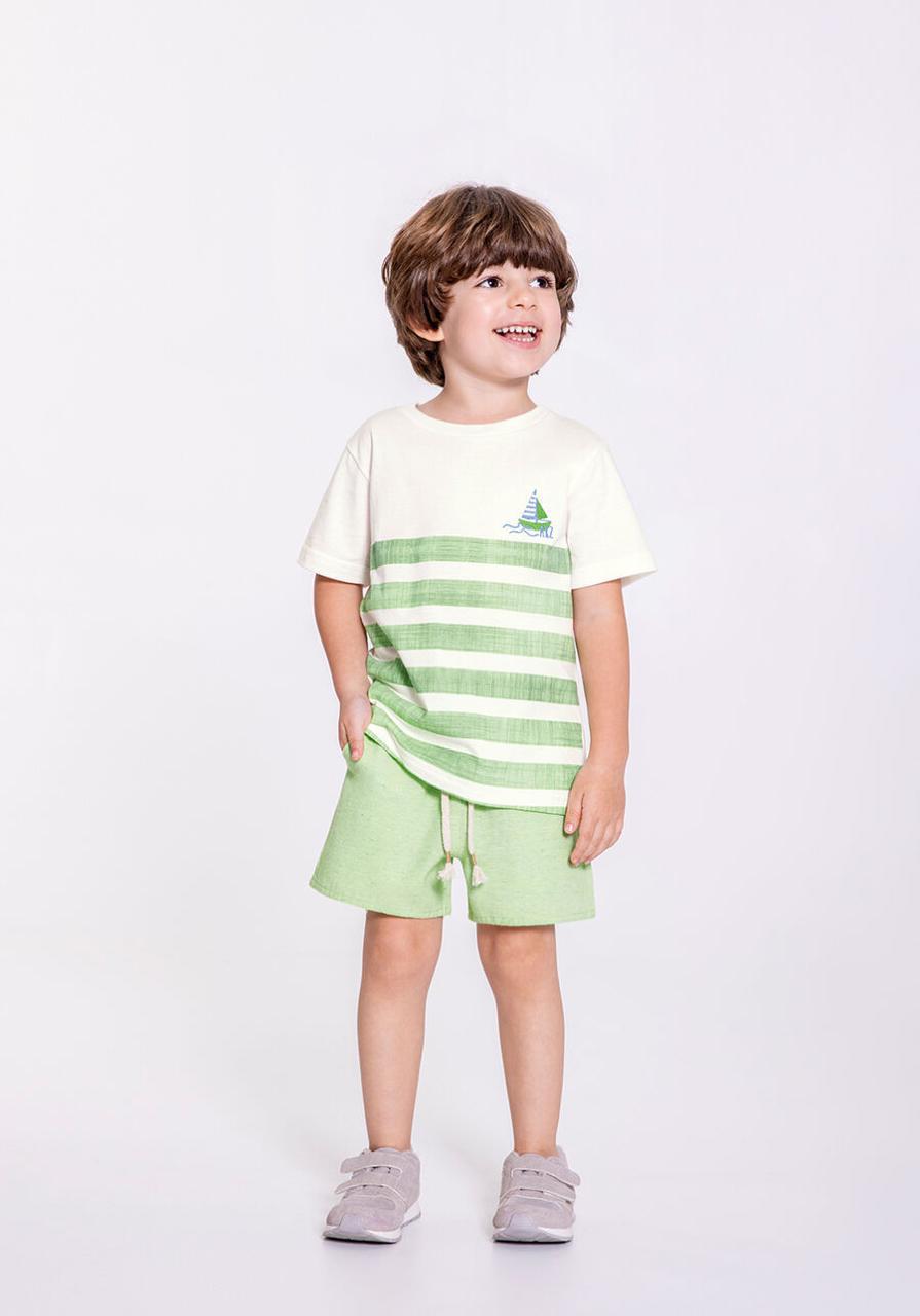 CONJUNTO INFANTIL MASCULINO LISTRAS ALAKAZOO 1 A 3 ANOS VERDE - 39983