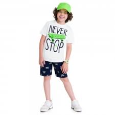 CONJUNTO INFANTIL MASCULINO KYLY NEVER STOP 12 ANOS BRANCO - 112203