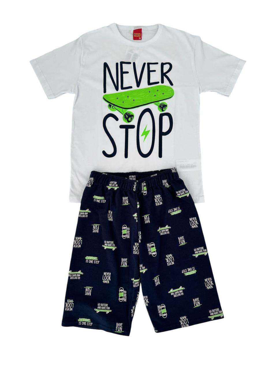 CONJUNTO INFANTIL MASCULINO KYLY NEVER STOP 12 ANOS BRANCO - 112203